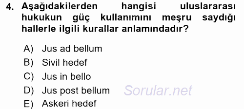 Uluslararası Hukuk 2 2015 - 2016 Tek Ders Sınavı 4.Soru