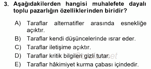 Endüstri İlişkileri 2015 - 2016 Tek Ders Sınavı 3.Soru