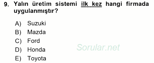 Endüstri İlişkileri 2015 - 2016 Tek Ders Sınavı 9.Soru