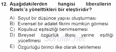 Siyaset Felsefesi 2 2014 - 2015 Ara Sınavı 12.Soru