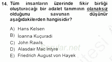 Siyaset Felsefesi 2 2014 - 2015 Ara Sınavı 14.Soru