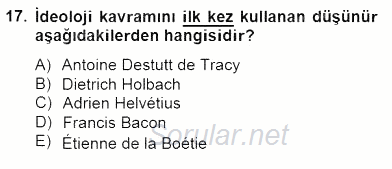 Siyaset Felsefesi 2 2014 - 2015 Ara Sınavı 17.Soru