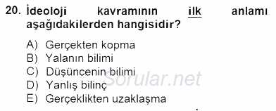 Siyaset Felsefesi 2 2014 - 2015 Ara Sınavı 20.Soru