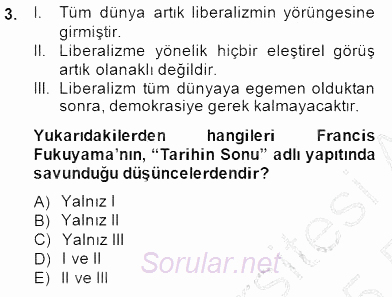 Siyaset Felsefesi 2 2014 - 2015 Ara Sınavı 3.Soru