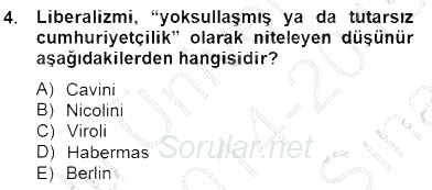 Siyaset Felsefesi 2 2014 - 2015 Ara Sınavı 4.Soru