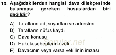 Hukuk Dili Ve Adli Yazışmalar 2013 - 2014 Ara Sınavı 10.Soru