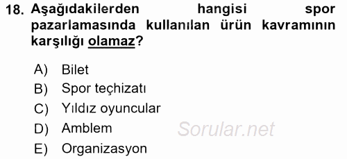 Marka ve Yönetimi 2015 - 2016 Tek Ders Sınavı 18.Soru
