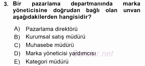 Marka ve Yönetimi 2015 - 2016 Tek Ders Sınavı 3.Soru