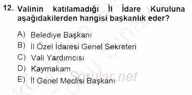 Yurttaşlık ve Çevre Bilgisi 2012 - 2013 Dönem Sonu Sınavı 12.Soru