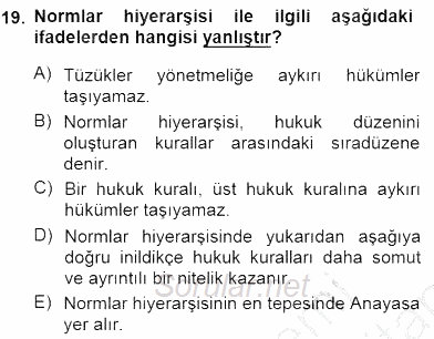 Yurttaşlık ve Çevre Bilgisi 2012 - 2013 Dönem Sonu Sınavı 19.Soru