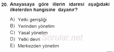 Yurttaşlık ve Çevre Bilgisi 2012 - 2013 Dönem Sonu Sınavı 20.Soru