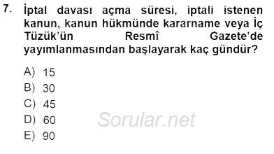 Yurttaşlık ve Çevre Bilgisi 2012 - 2013 Dönem Sonu Sınavı 7.Soru