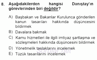 Yurttaşlık ve Çevre Bilgisi 2012 - 2013 Dönem Sonu Sınavı 8.Soru