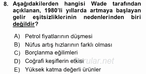 Gelir Dağılımı ve Yoksulluk 2017 - 2018 Dönem Sonu Sınavı 8.Soru