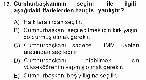 Kamu Özel Kesim Yapısı Ve İlişkileri 2014 - 2015 Ara Sınavı 12.Soru