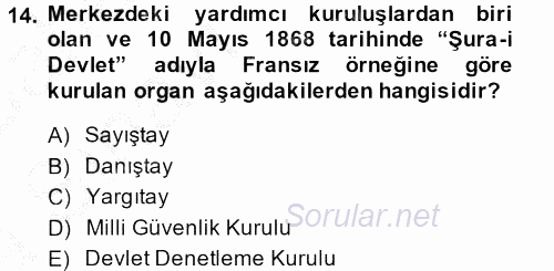 Kamu Özel Kesim Yapısı Ve İlişkileri 2014 - 2015 Ara Sınavı 14.Soru