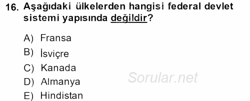 Kamu Özel Kesim Yapısı Ve İlişkileri 2014 - 2015 Ara Sınavı 16.Soru