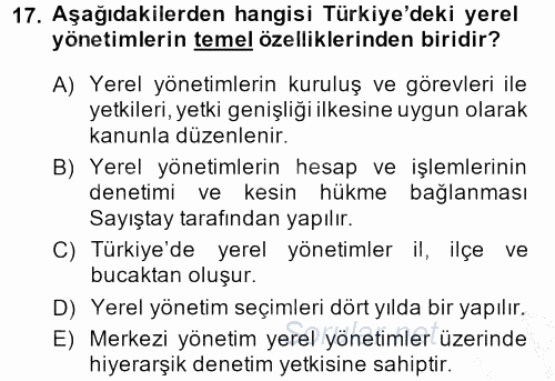 Kamu Özel Kesim Yapısı Ve İlişkileri 2014 - 2015 Ara Sınavı 17.Soru
