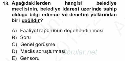 Kamu Özel Kesim Yapısı Ve İlişkileri 2014 - 2015 Ara Sınavı 18.Soru
