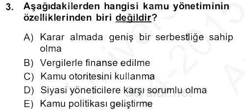 Kamu Özel Kesim Yapısı Ve İlişkileri 2014 - 2015 Ara Sınavı 3.Soru