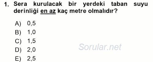 Örtü Altı Üretim Sistemleri 2016 - 2017 Dönem Sonu Sınavı 1.Soru