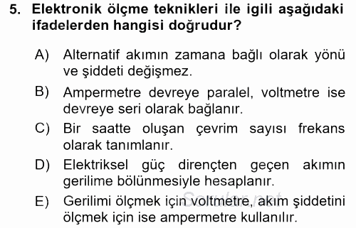 Örtü Altı Üretim Sistemleri 2016 - 2017 Dönem Sonu Sınavı 5.Soru