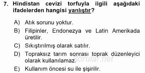 Örtü Altı Üretim Sistemleri 2016 - 2017 Dönem Sonu Sınavı 7.Soru