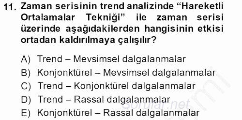 İstatistik 2 2014 - 2015 Dönem Sonu Sınavı 11.Soru