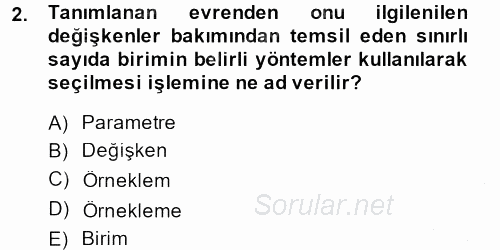 İstatistik 2 2014 - 2015 Dönem Sonu Sınavı 2.Soru