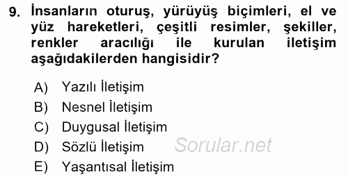 Din Eğitimi Ve Din Hizmetlerinde Rehberlik 2016 - 2017 3 Ders Sınavı 9.Soru