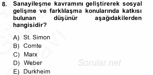 Davranış Bilimleri 1 2013 - 2014 Ara Sınavı 8.Soru