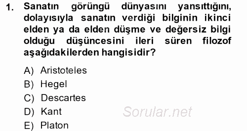 Güzel Sanatlar 2014 - 2015 Dönem Sonu Sınavı 1.Soru