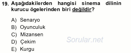 Güzel Sanatlar 2014 - 2015 Dönem Sonu Sınavı 19.Soru