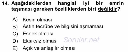 Yönetim ve Organizasyon 1 2016 - 2017 Dönem Sonu Sınavı 14.Soru