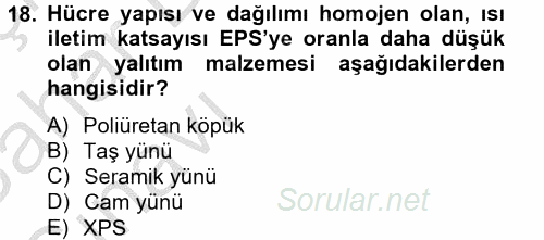 Isıtma Havalandırma ve Klima Sistemlerinde Enerji Ekonomisi 2012 - 2013 Ara Sınavı 18.Soru