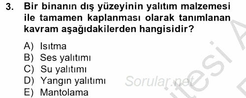 Isıtma Havalandırma ve Klima Sistemlerinde Enerji Ekonomisi 2012 - 2013 Ara Sınavı 3.Soru