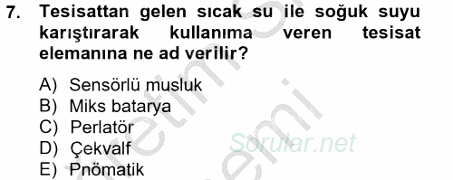 Isıtma Havalandırma ve Klima Sistemlerinde Enerji Ekonomisi 2012 - 2013 Ara Sınavı 7.Soru