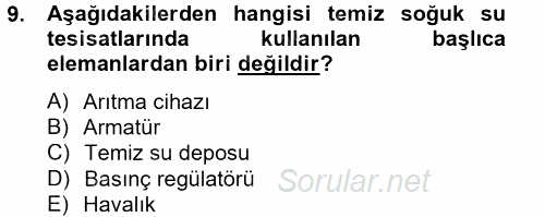 Isıtma Havalandırma ve Klima Sistemlerinde Enerji Ekonomisi 2012 - 2013 Ara Sınavı 9.Soru