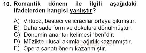 Güzel Sanatlar 2012 - 2013 Dönem Sonu Sınavı 10.Soru