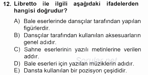 Güzel Sanatlar 2012 - 2013 Dönem Sonu Sınavı 12.Soru