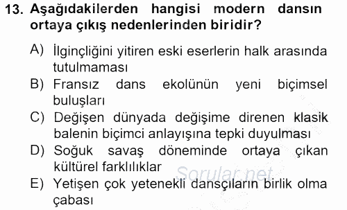 Güzel Sanatlar 2012 - 2013 Dönem Sonu Sınavı 13.Soru