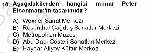 Müzecilik ve Sergileme 2014 - 2015 Ara Sınavı 10.Soru