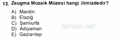 Müzecilik ve Sergileme 2014 - 2015 Ara Sınavı 13.Soru