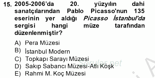 Müzecilik ve Sergileme 2014 - 2015 Ara Sınavı 15.Soru