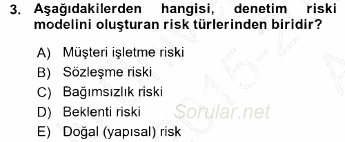 Muhasebe Denetimi ve Mali Analiz 2015 - 2016 Ara Sınavı 3.Soru