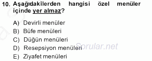 Genel Beslenme 2013 - 2014 Ara Sınavı 10.Soru