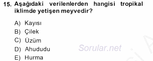 Genel Beslenme 2013 - 2014 Ara Sınavı 15.Soru