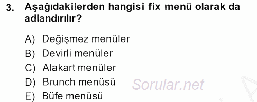 Genel Beslenme 2013 - 2014 Ara Sınavı 3.Soru