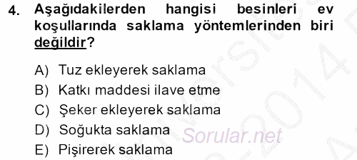 Genel Beslenme 2013 - 2014 Ara Sınavı 4.Soru