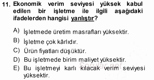 Hayvan Yetiştirme 2014 - 2015 Ara Sınavı 11.Soru